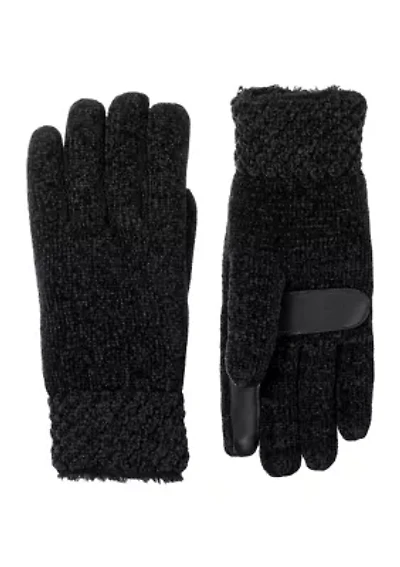 Women’s Recycled Chenille Knit Water Repellent Gloves with Popcorn Cuff