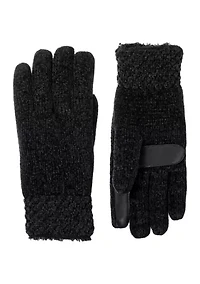 Women’s Recycled Chenille Knit Water Repellent Gloves with Popcorn Cuff