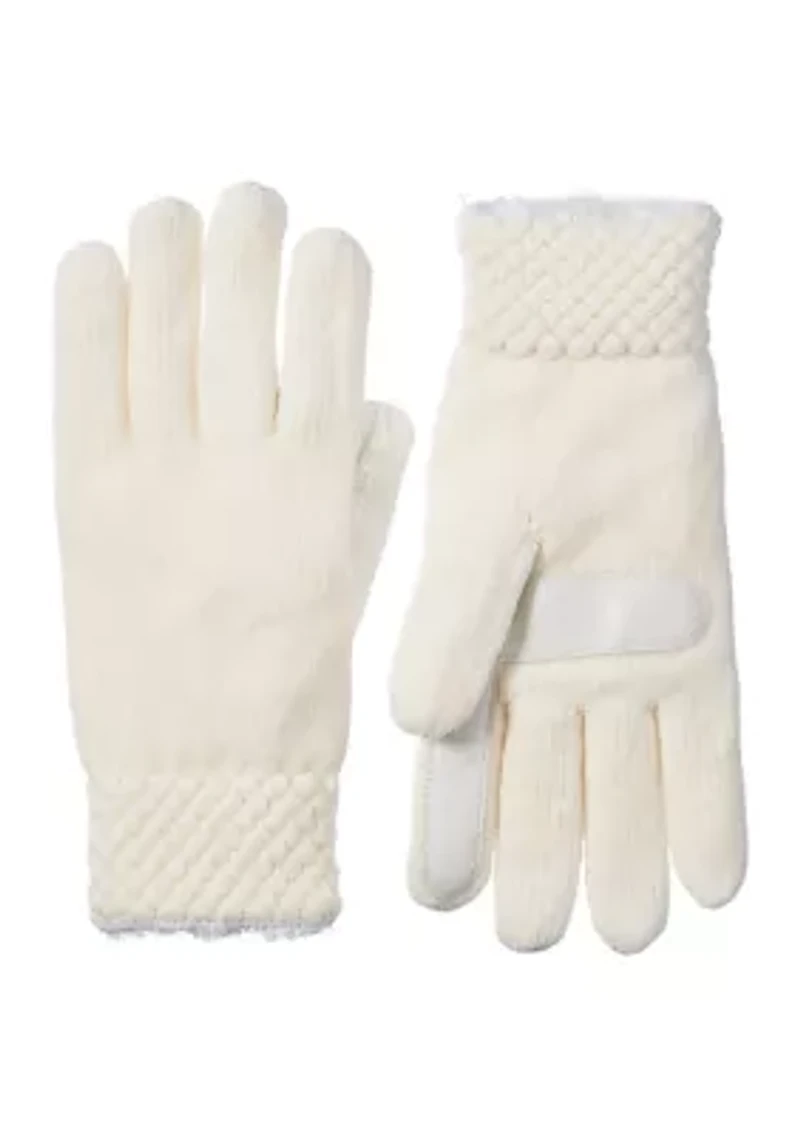 Women’s Recycled Chenille Knit Water Repellent Gloves with Popcorn Cuff