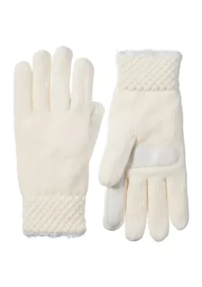 Women’s Recycled Chenille Knit Water Repellent Gloves with Popcorn Cuff