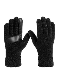 Women’s Recycled Chenille Knit Water Repellent Gloves with Popcorn Cuff