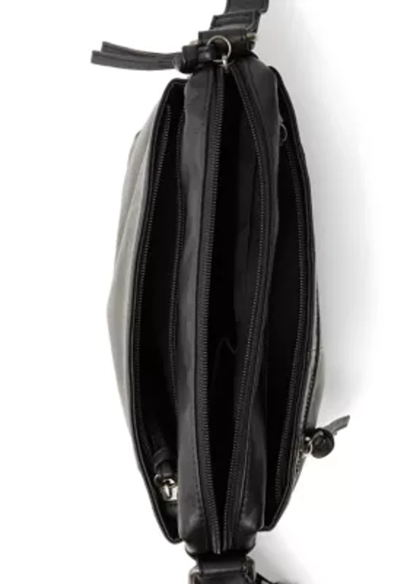Multi Zip Panel Crossbody Bag
