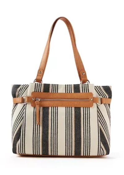 Stripe Navy Canvas Shoulder Bag