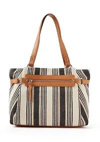 Stripe Navy Canvas Shoulder Bag