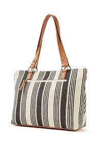 Stripe Navy Canvas Shoulder Bag