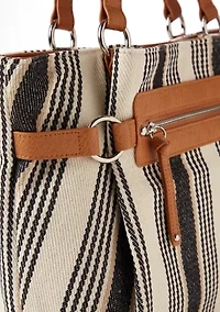 Stripe Navy Canvas Shoulder Bag