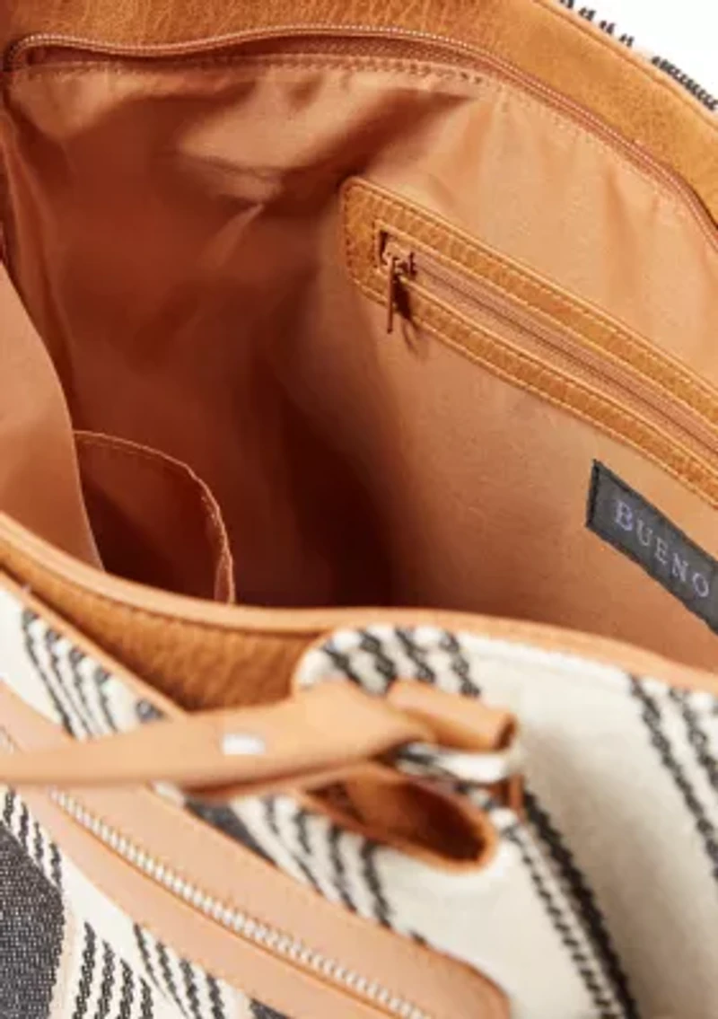 Stripe Navy Canvas Shoulder Bag
