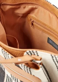 Stripe Navy Canvas Shoulder Bag