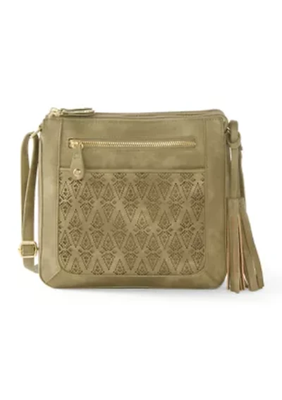 Diamond Perforated Detail Crossbody Bag