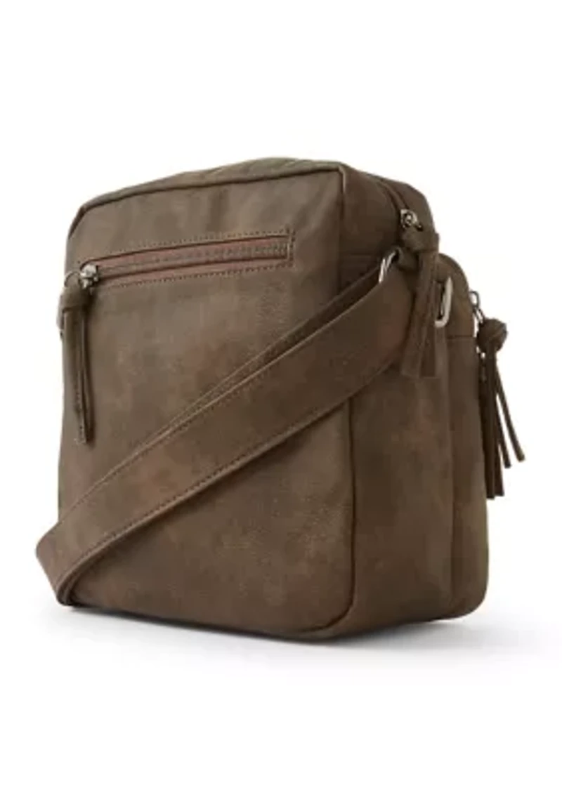 Washed Distressed Pebble Crossbody Bag