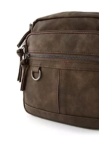 Washed Distressed Pebble Crossbody Bag