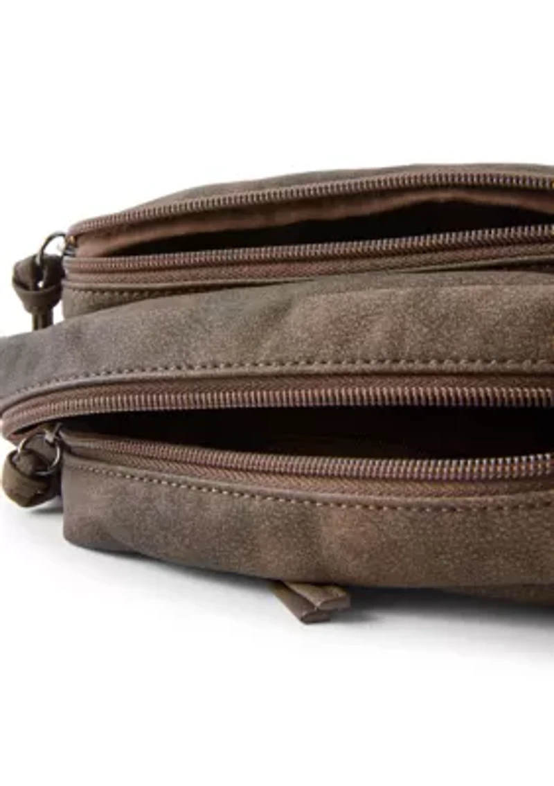 Washed Distressed Pebble Crossbody Bag