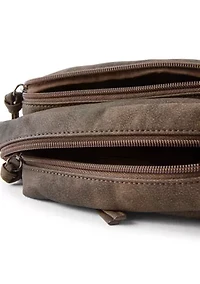 Washed Distressed Pebble Crossbody Bag