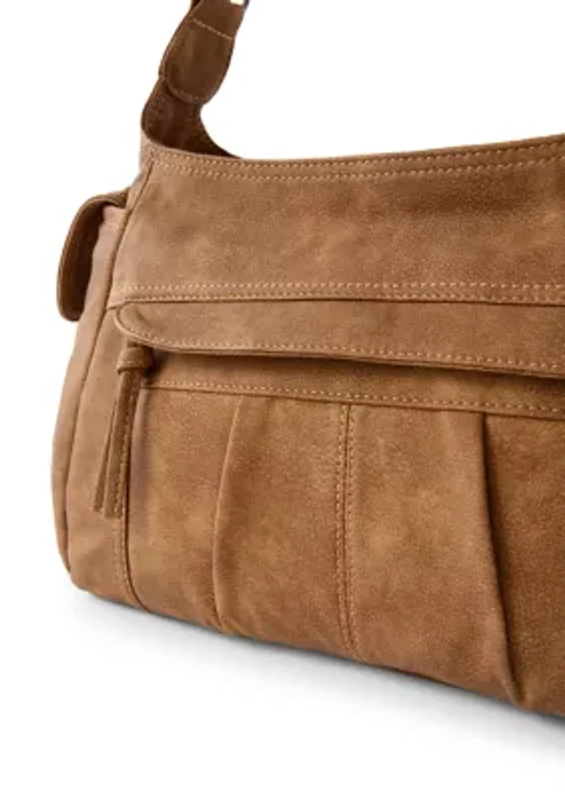 Washed Distressed Pebble Shoulder Bag