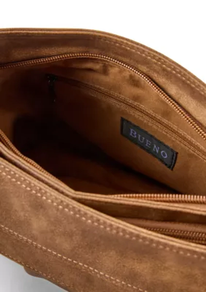 Washed Distressed Pebble Shoulder Bag