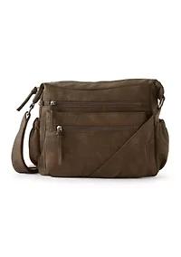 Washed Distressed Pebble Multi Comp Shoulder Bag