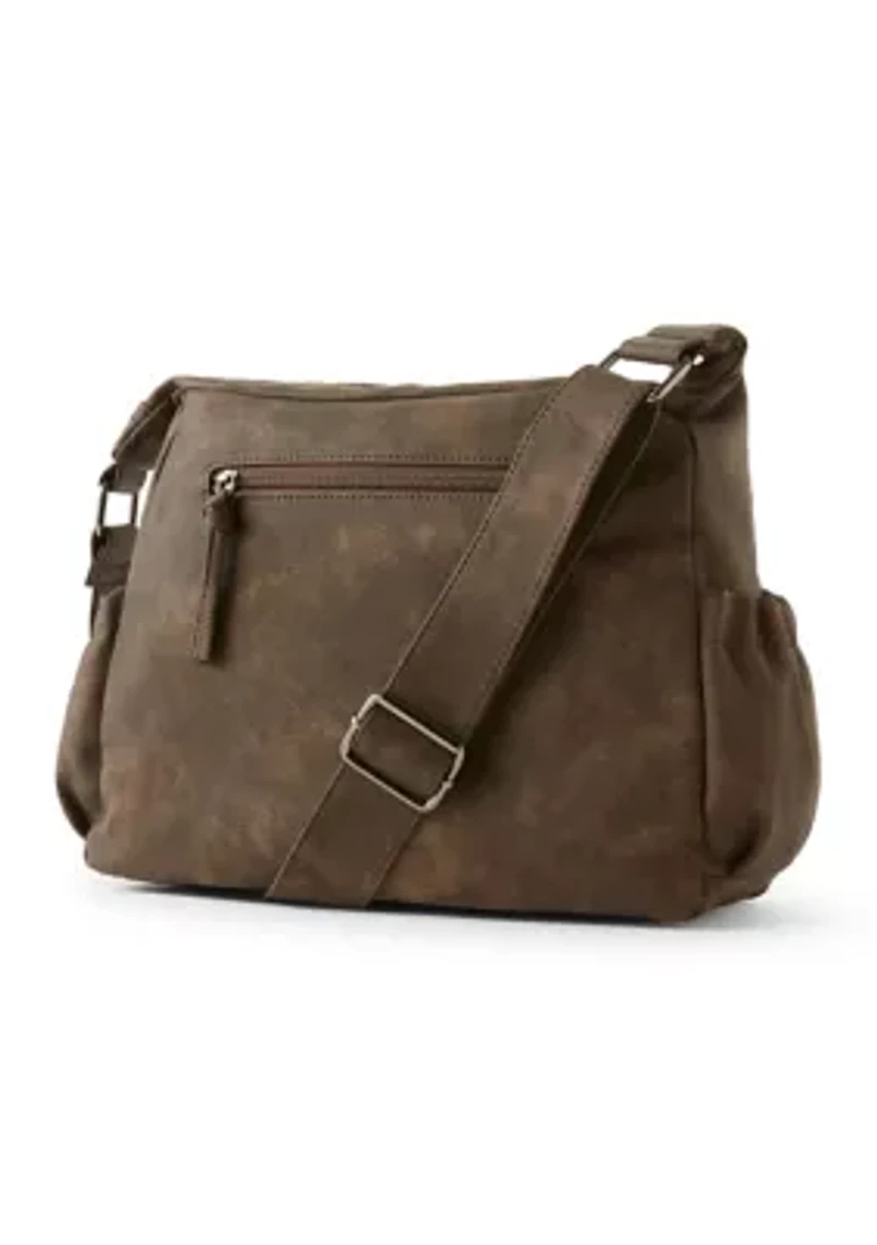 Washed Distressed Pebble Multi Comp Shoulder Bag