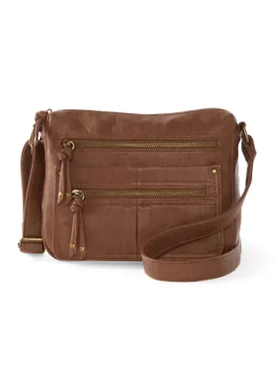 Elephant Washed Multi Zip Crossbody Bag