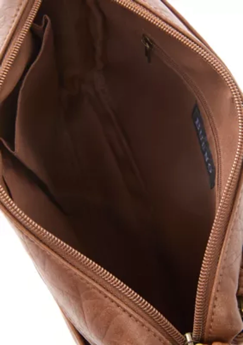 Elephant Washed Multi Zip Crossbody Bag