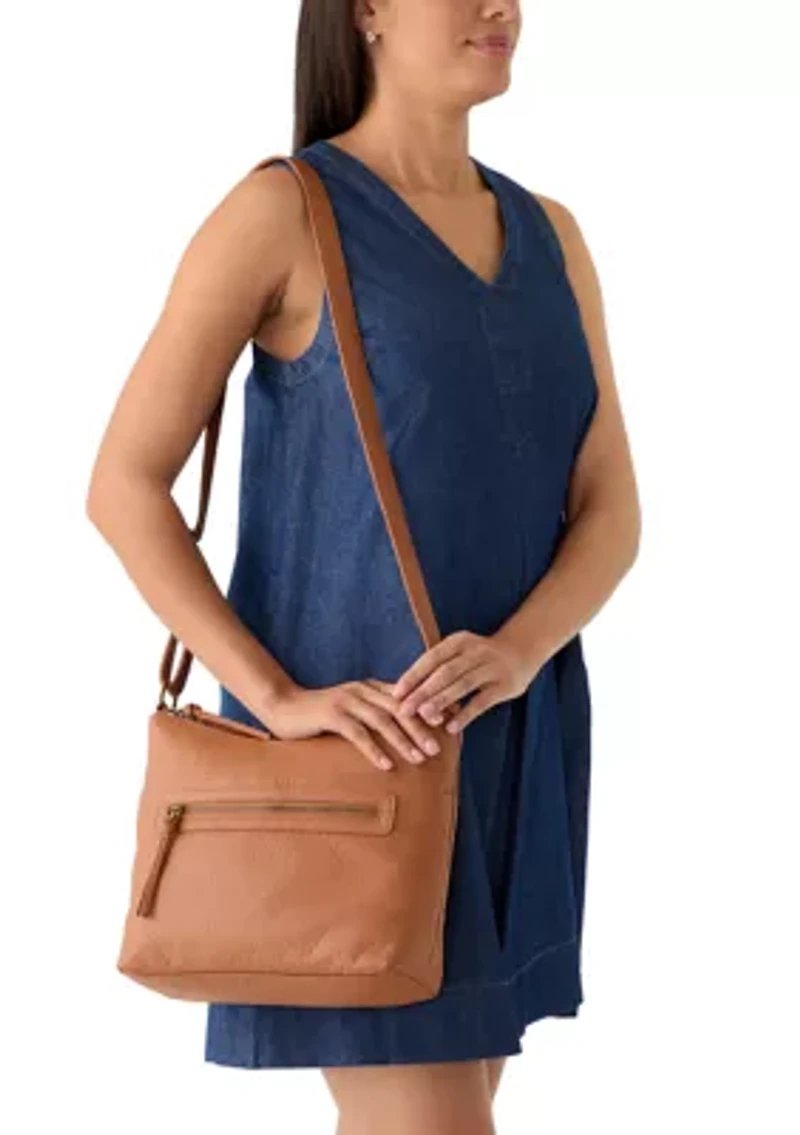 Washed Front Zip Shoulder Bag