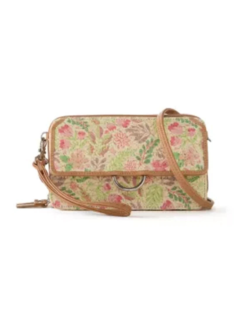 Printed Straw Phone Crossbody