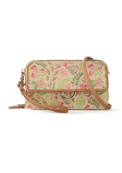 Printed Straw Phone Crossbody