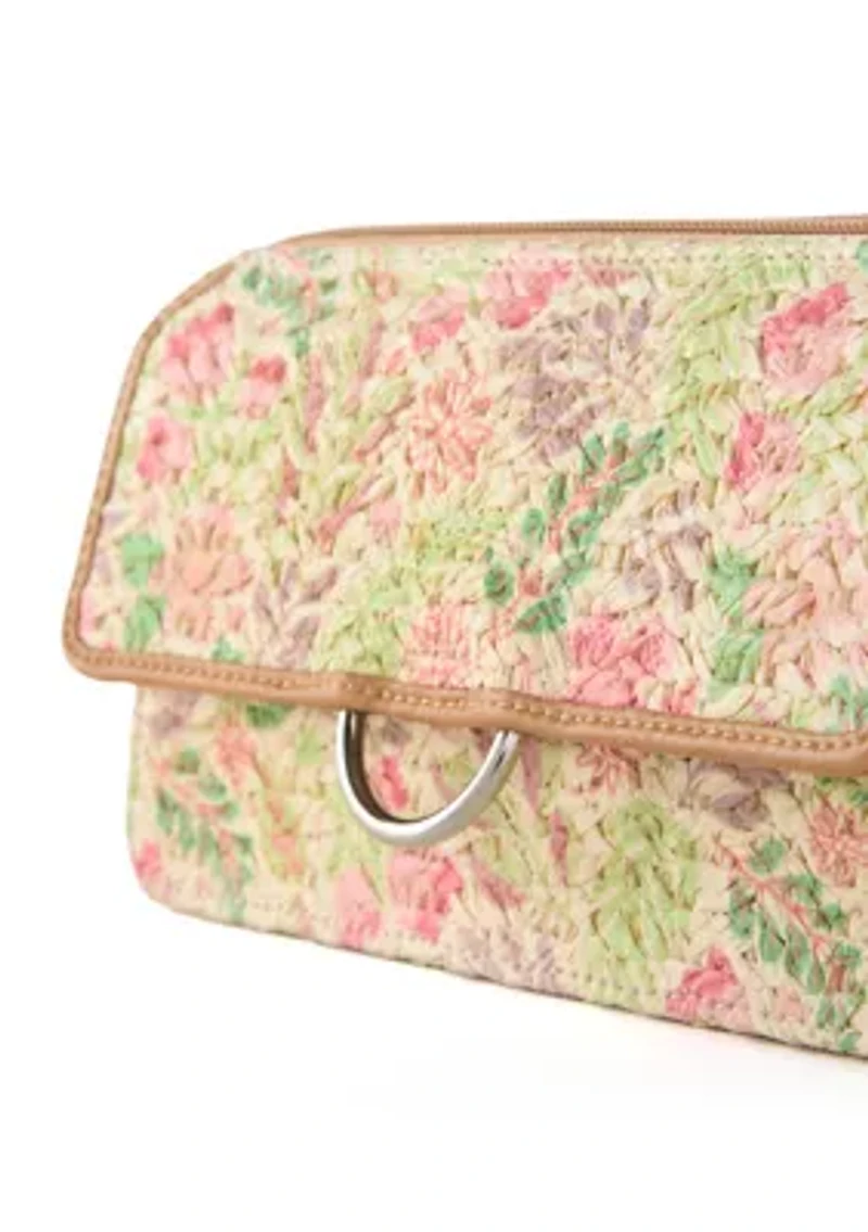 Printed Straw Phone Crossbody