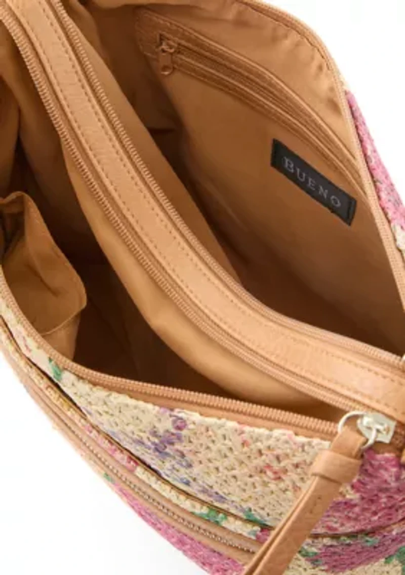 Printed Straw Hobo Bag