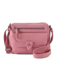 Grainy Washed Flap Front Crossbody Bag