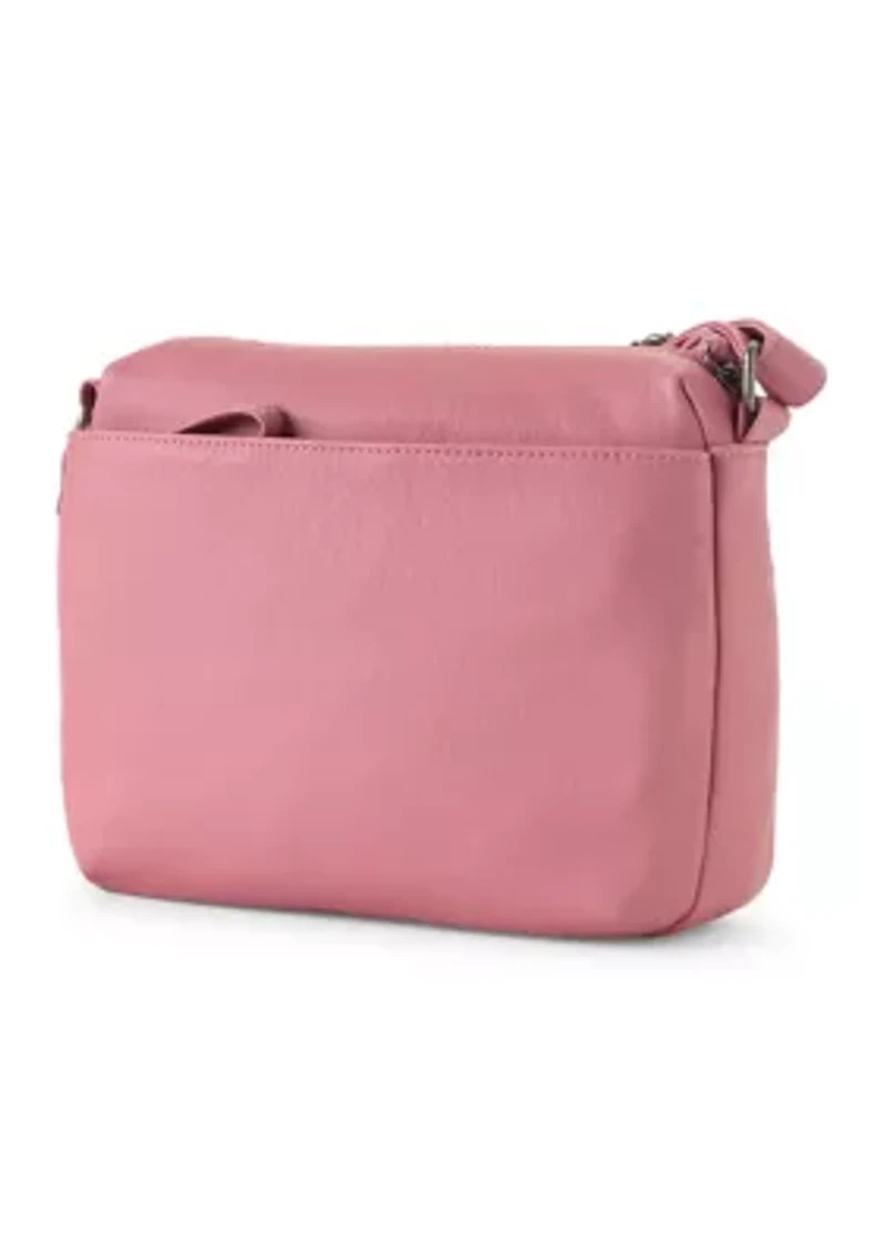 Grainy Washed Flap Front Crossbody Bag