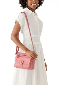 Grainy Washed Flap Front Crossbody Bag