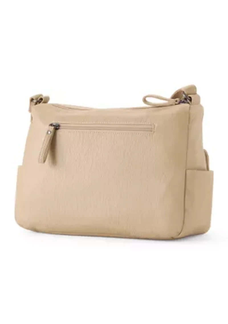 Grainy Washed Flap Front Shoulder Bag