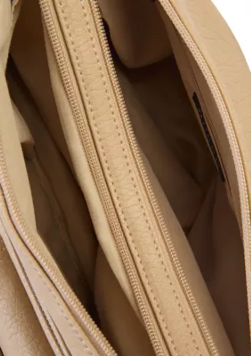 Grainy Washed Flap Front Shoulder Bag