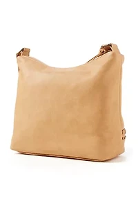Whip Stitch Top Zip Shoulder Bag