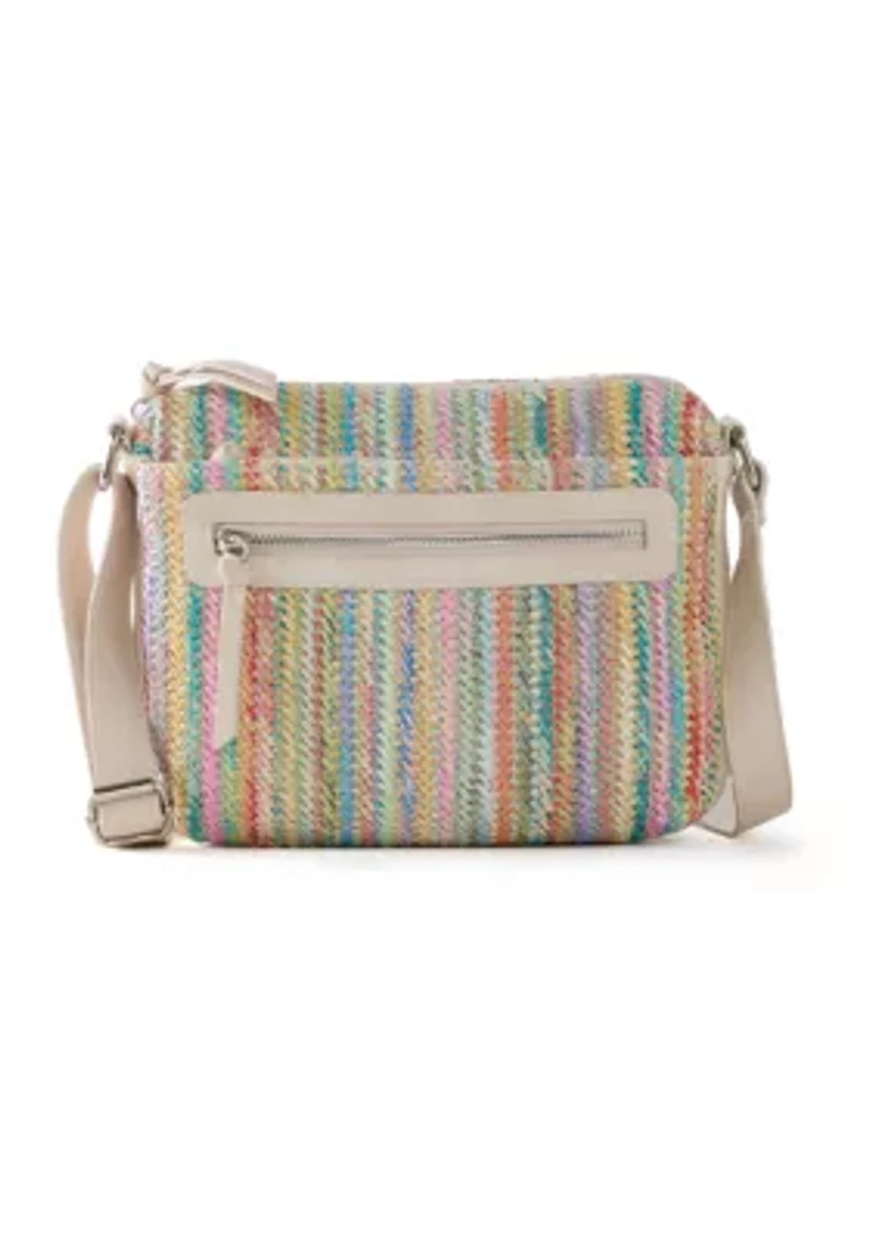 Straw Zipper Front Crossbody