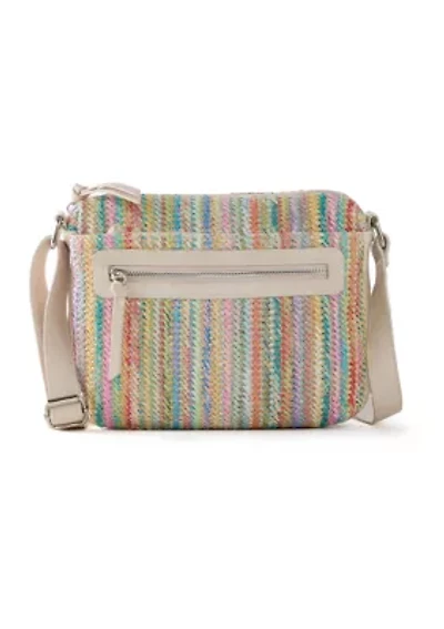 Straw Zipper Front Crossbody 