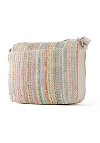 Straw Zipper Front Crossbody 