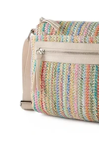 Straw Zipper Front Crossbody 