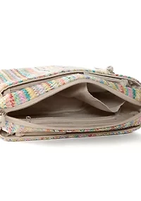 Straw Zipper Front Crossbody 