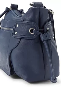 Shoulder Bag with Side Drawstring
