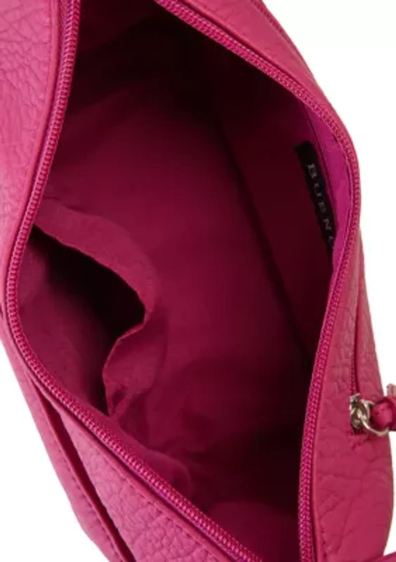 Washed Front Zip Crossbody Bag