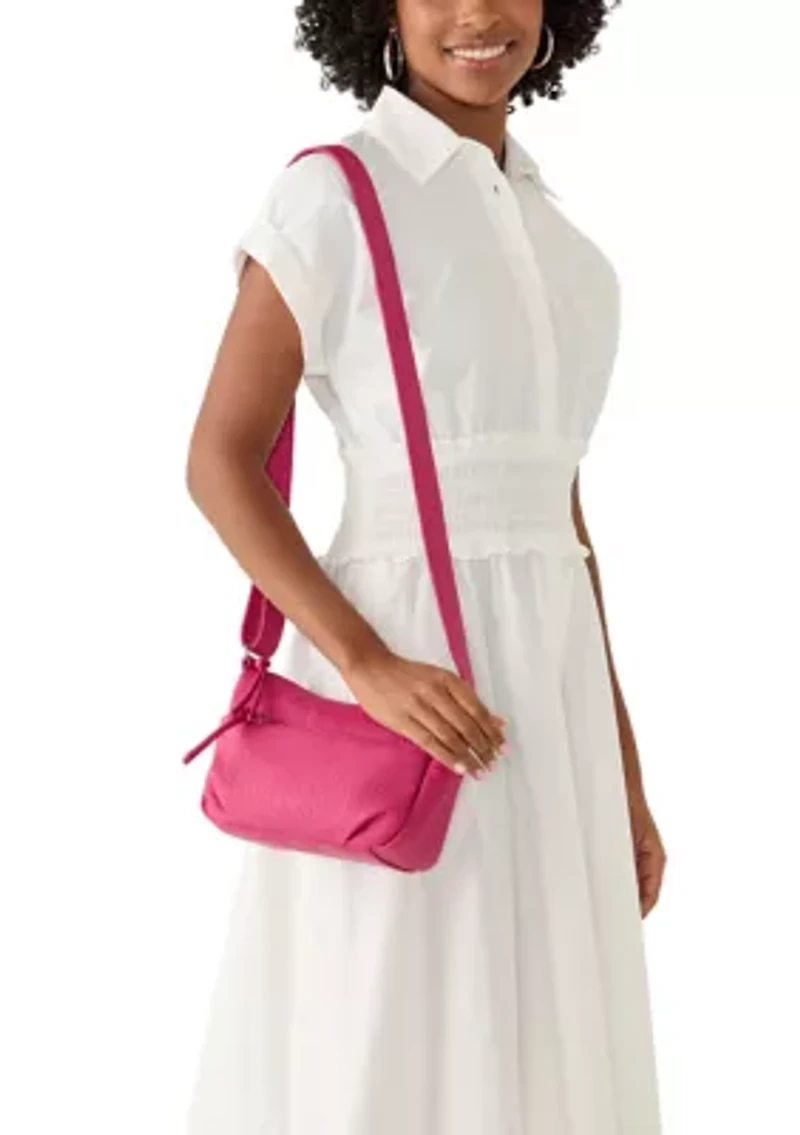 Washed Front Zip Crossbody Bag