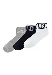 Logo Embroidered Quarter Socks - 3 Pack