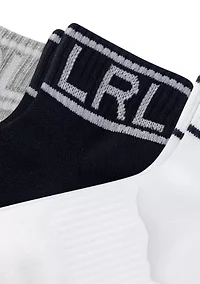 Logo Embroidered Quarter Socks - 3 Pack