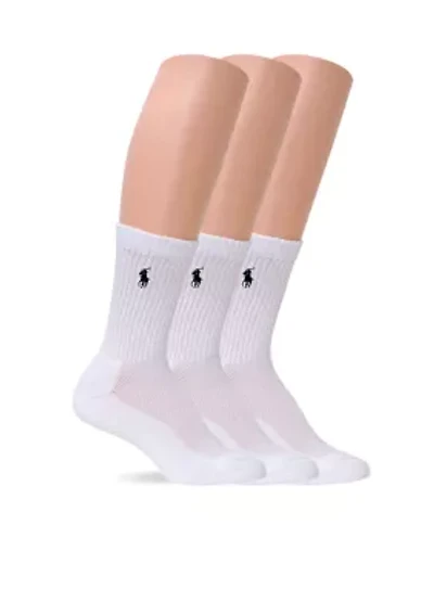 Cushion Sole Mesh Top Crew Sport Socks - 3 Pack