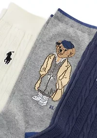 Fall Bear Socks - 3-Pack 