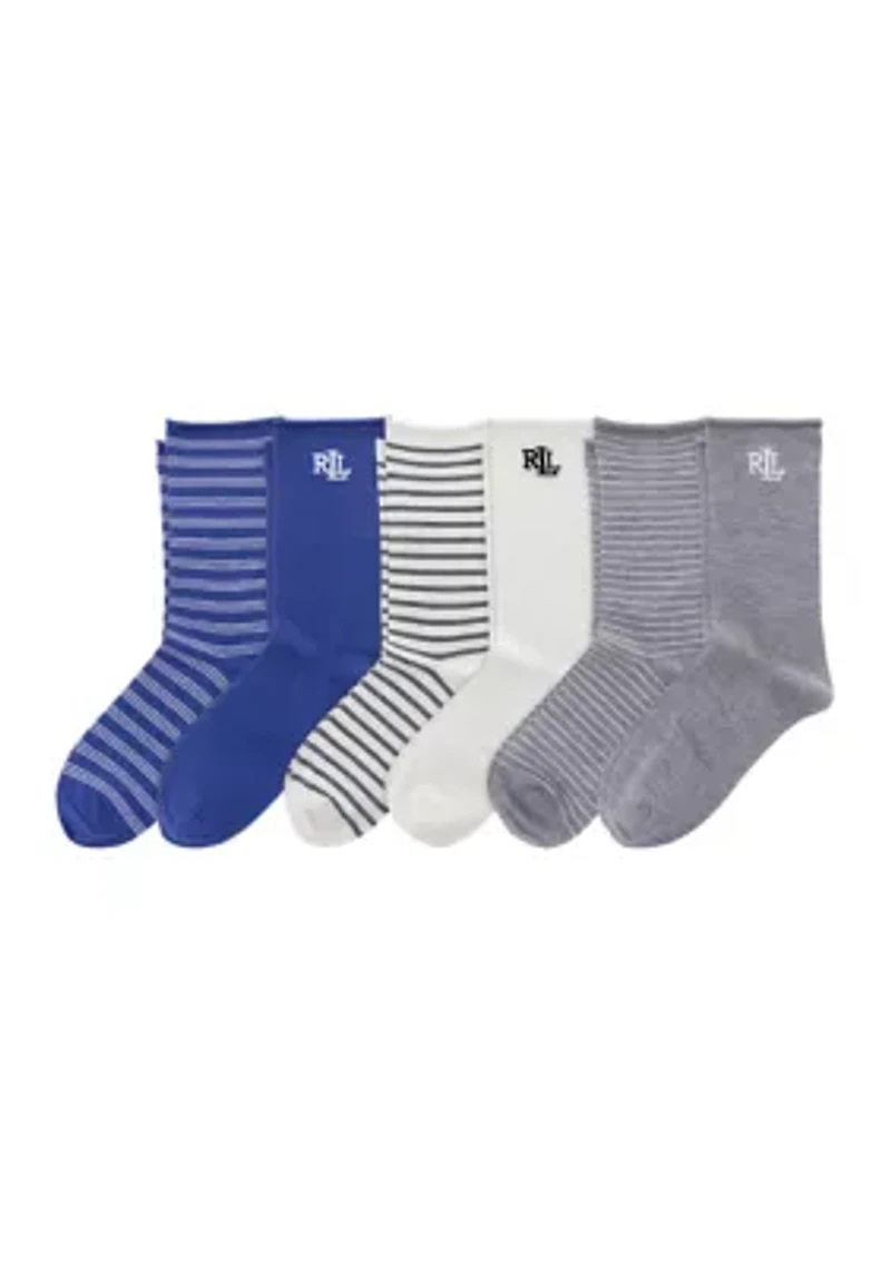 Women's Solid & Striped Socks - 6-Pack