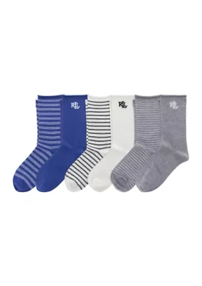Women's Solid & Striped Socks - 6-Pack