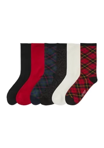 Holiday Plaid Crew Socks 6 Pack