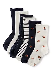 Floral Crew Socks - Pack of 6